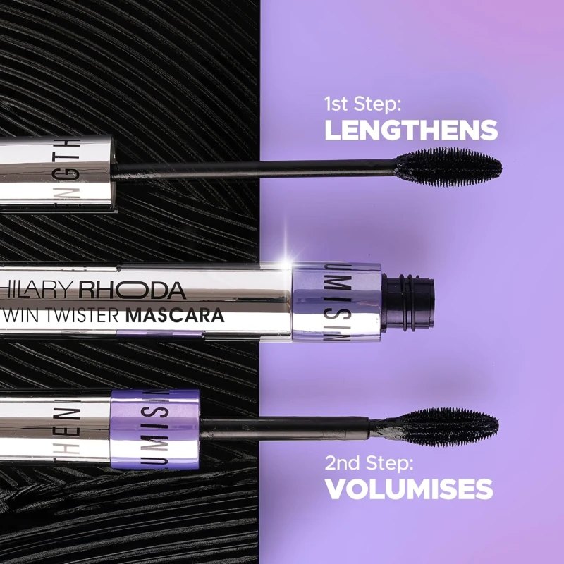 Hilary Rhoda Twin Twister Mascara | Bold Black Finish | 2-in-1 Volumises & Lengthens | Waterproof & Smudge-Proof | Highly pigmented | Curl Enhancing | Clump-Free | 12ml thumbnail 7